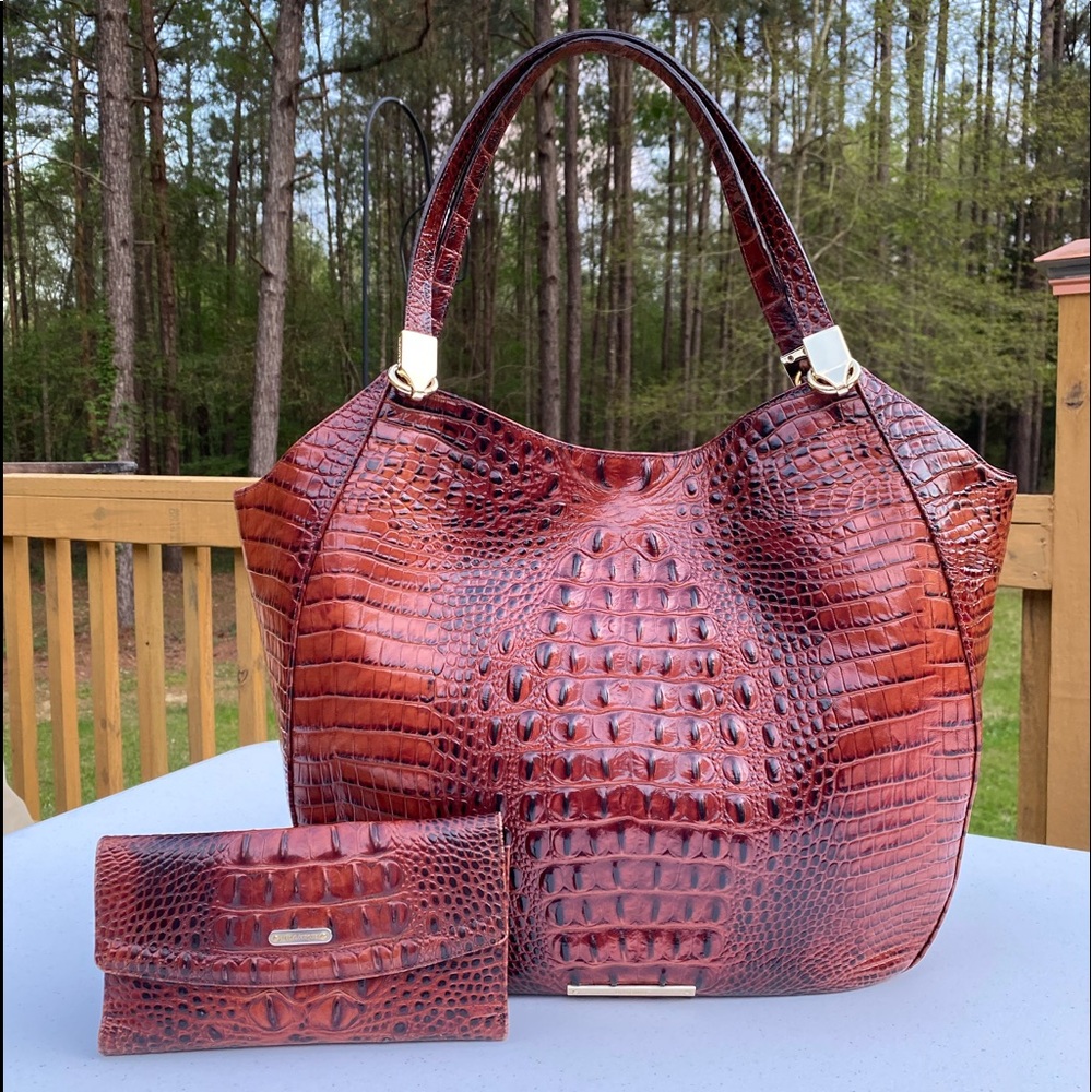 Brahmin pecan Melbourne purse, wallet & dust bag